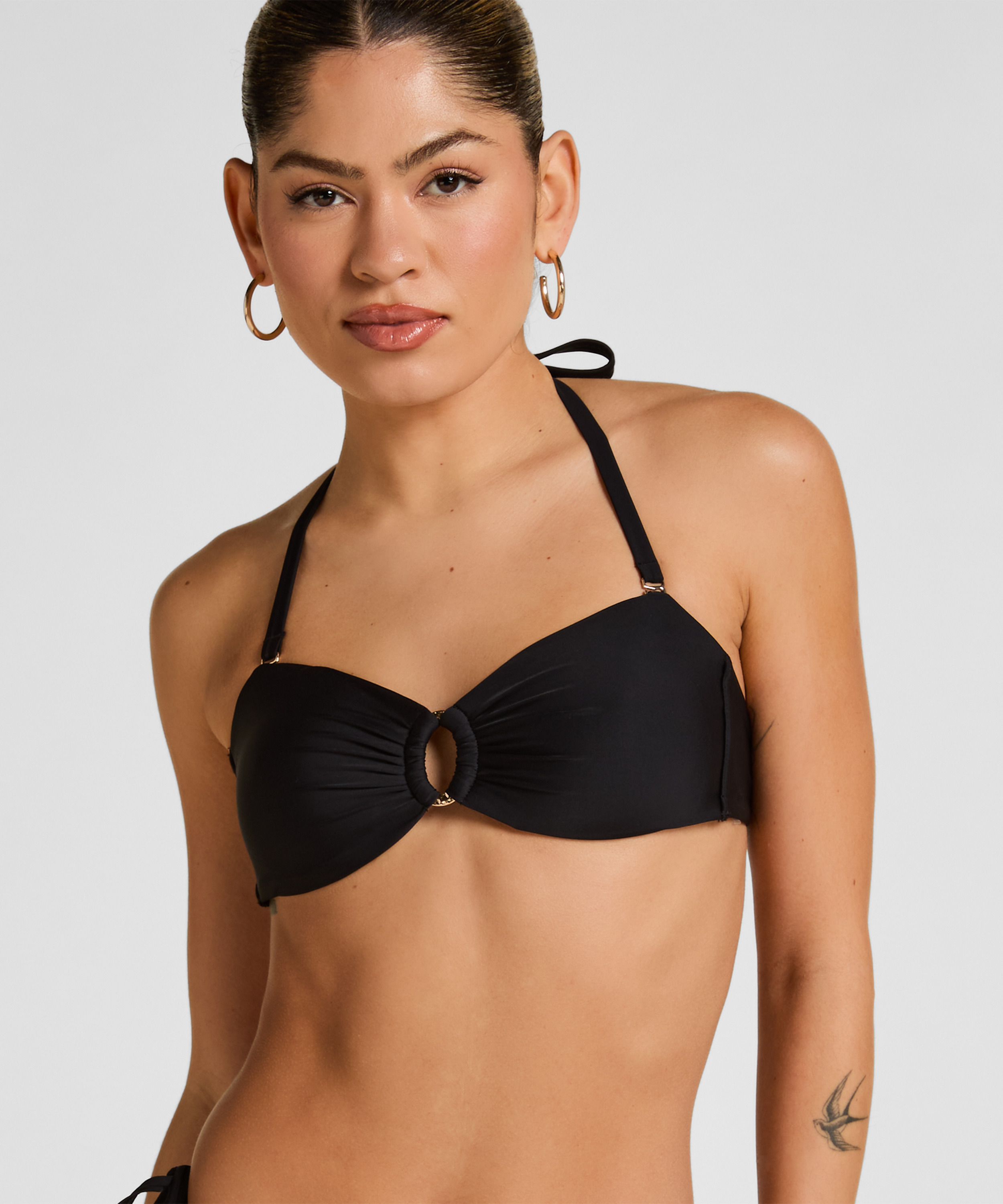 Luksusowy Top Bikini Bandeau z K&oacute;łkiem, Czarny, main