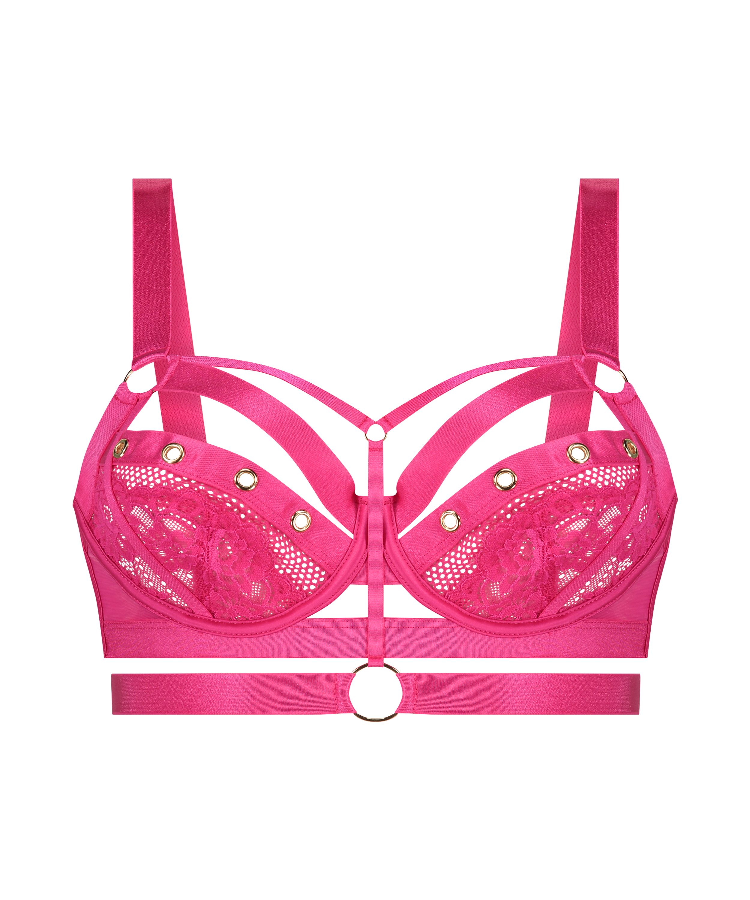 Nieusztywniany biustonosz z fiszbinami longline Sadie, R&oacute;żowy, main