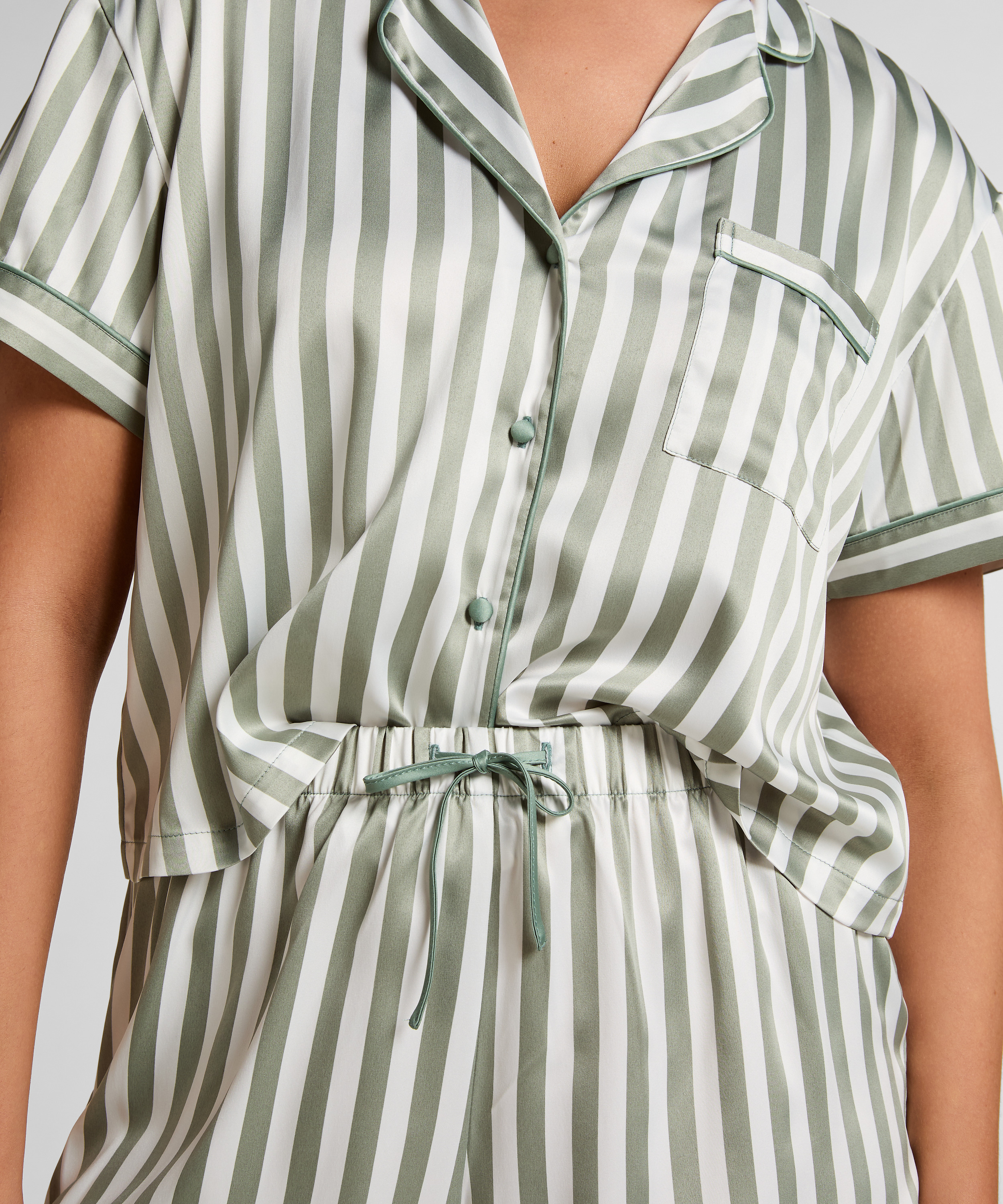 Satynowy zestaw piżamowy, Zielony, main