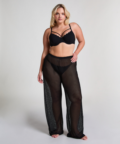 Plażowe dzianinowe spodnie, Czarny