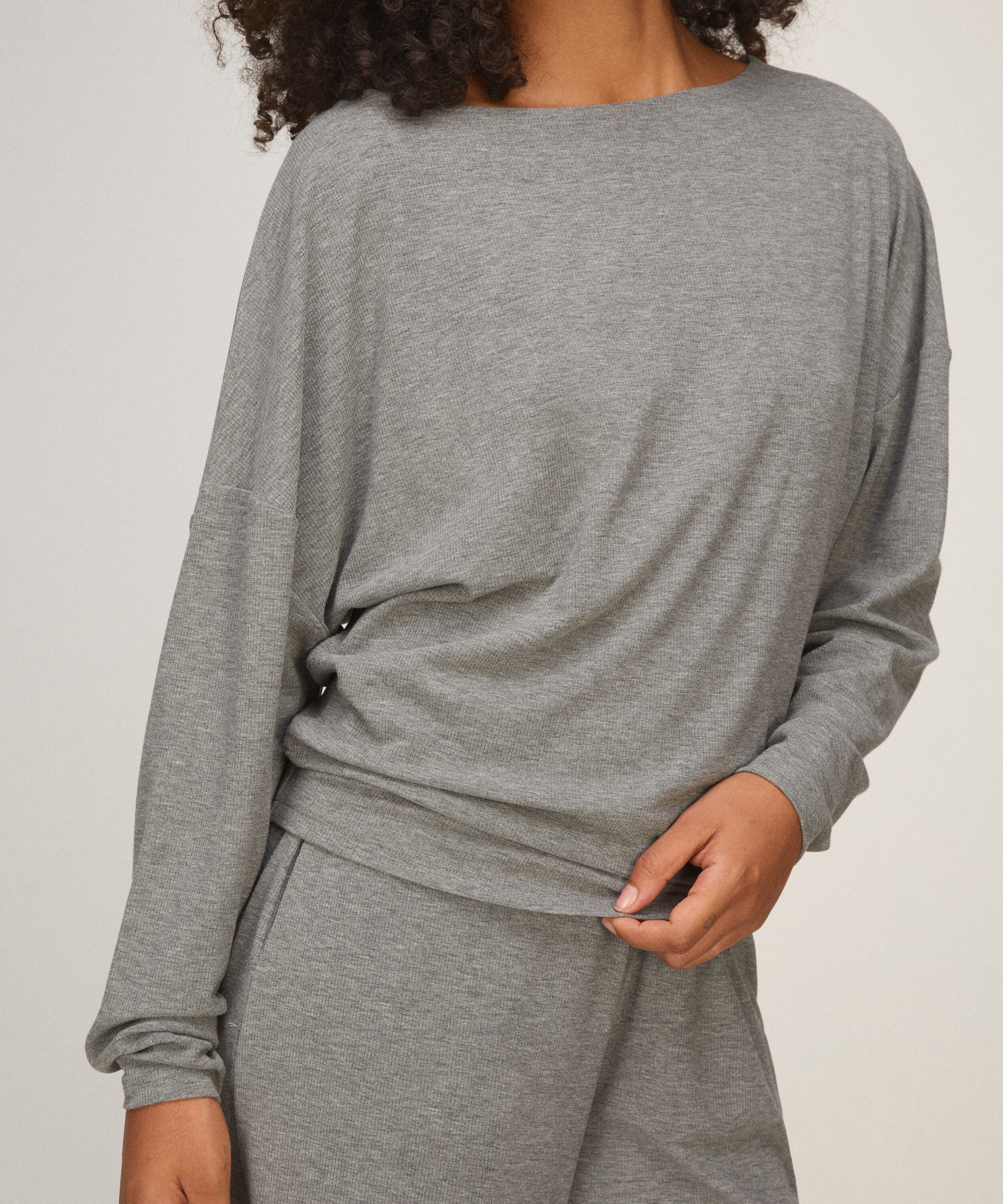 TOP LS PREMIUM RIB BATWING, Szary