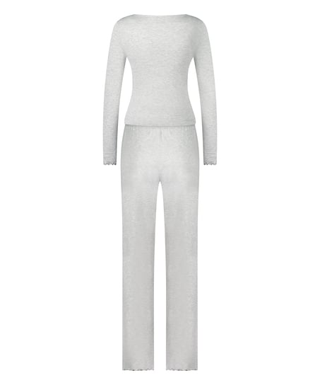 Koronkowa piżama z długim rękawem, Szary