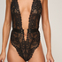 Body z otwartym krokiem Brandy Private, Czarny
