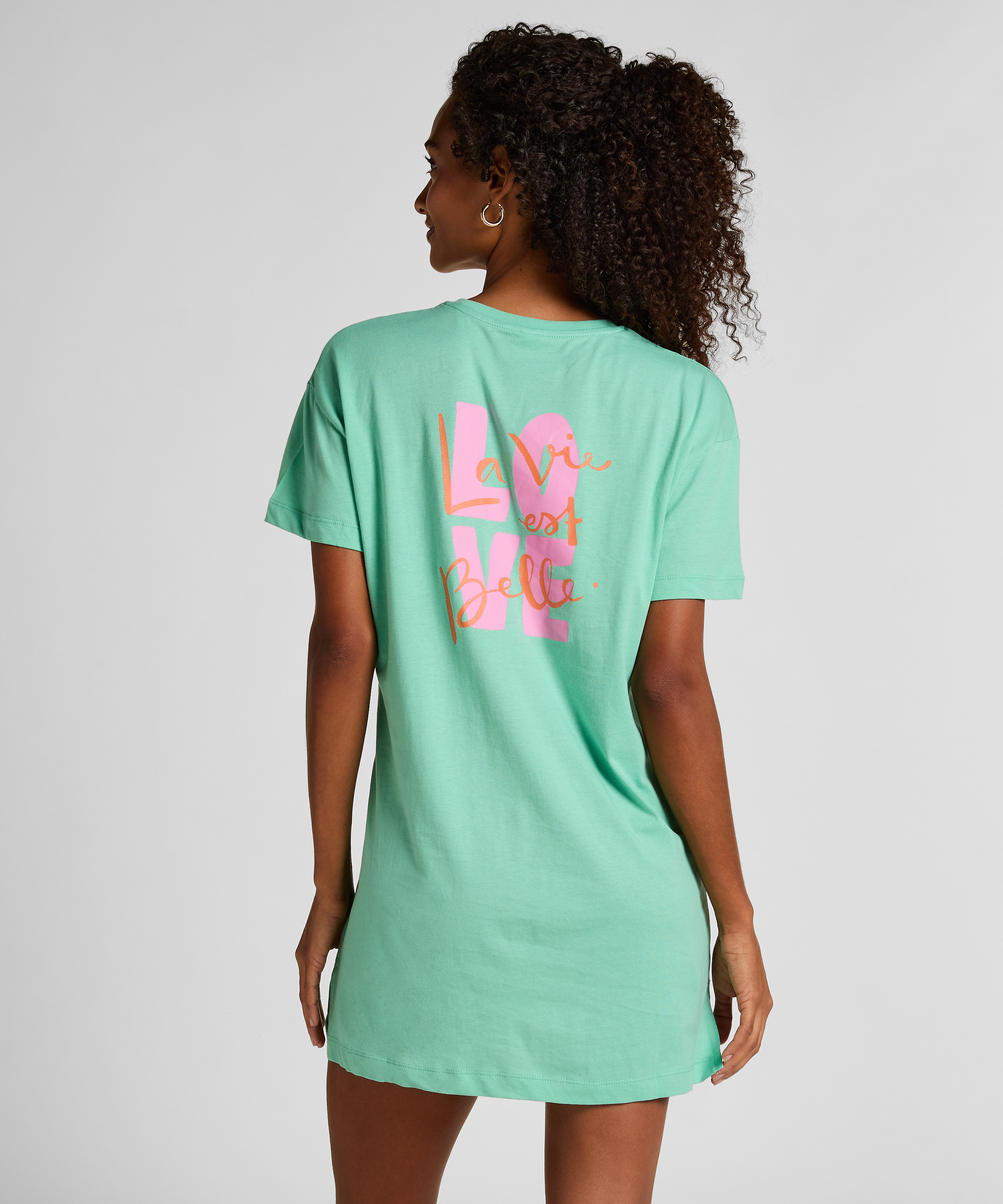 Koszula nocna z okrągłym dekoltem, Zielony, main