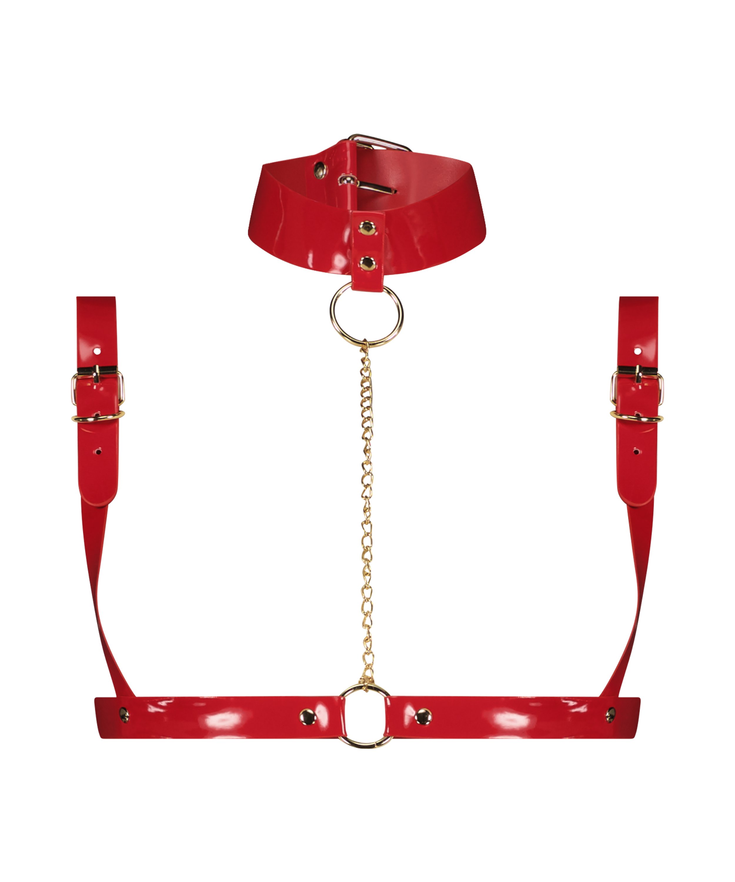 Uprząż z obrożą Private, Czerwony, main