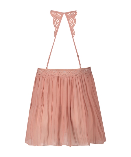 Szyfonowa sukienka babydoll, Beżowy