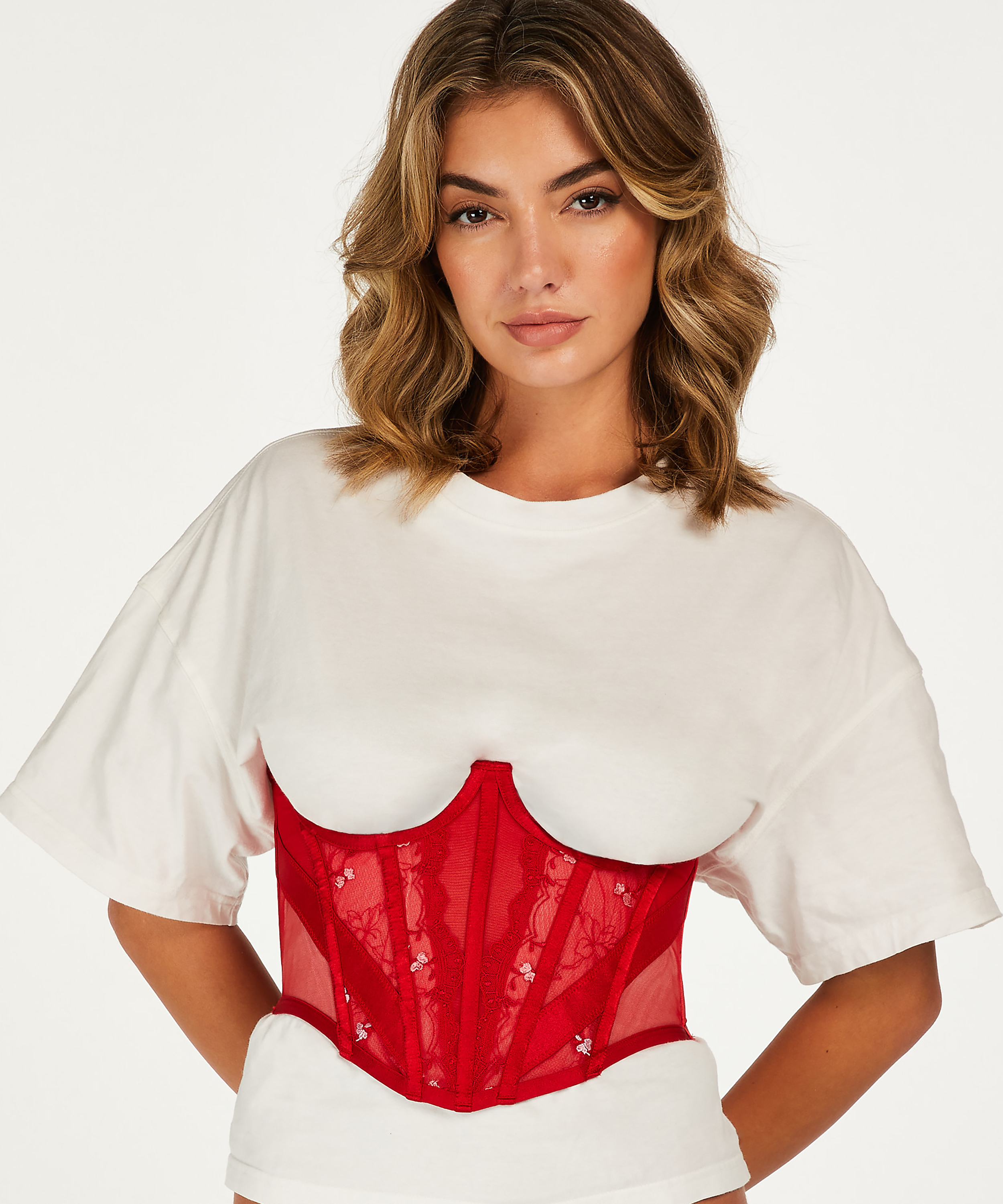 Biustonosz bustier bez miseczek Violet, Czerwony, main