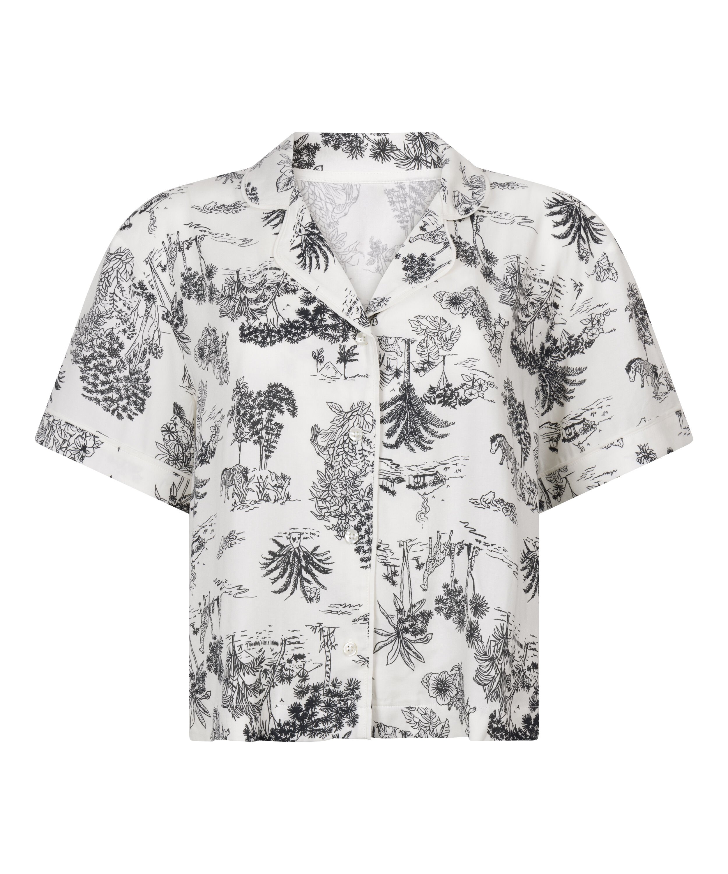 Tkana bluza z kr&oacute;tkim rękawem, Biały