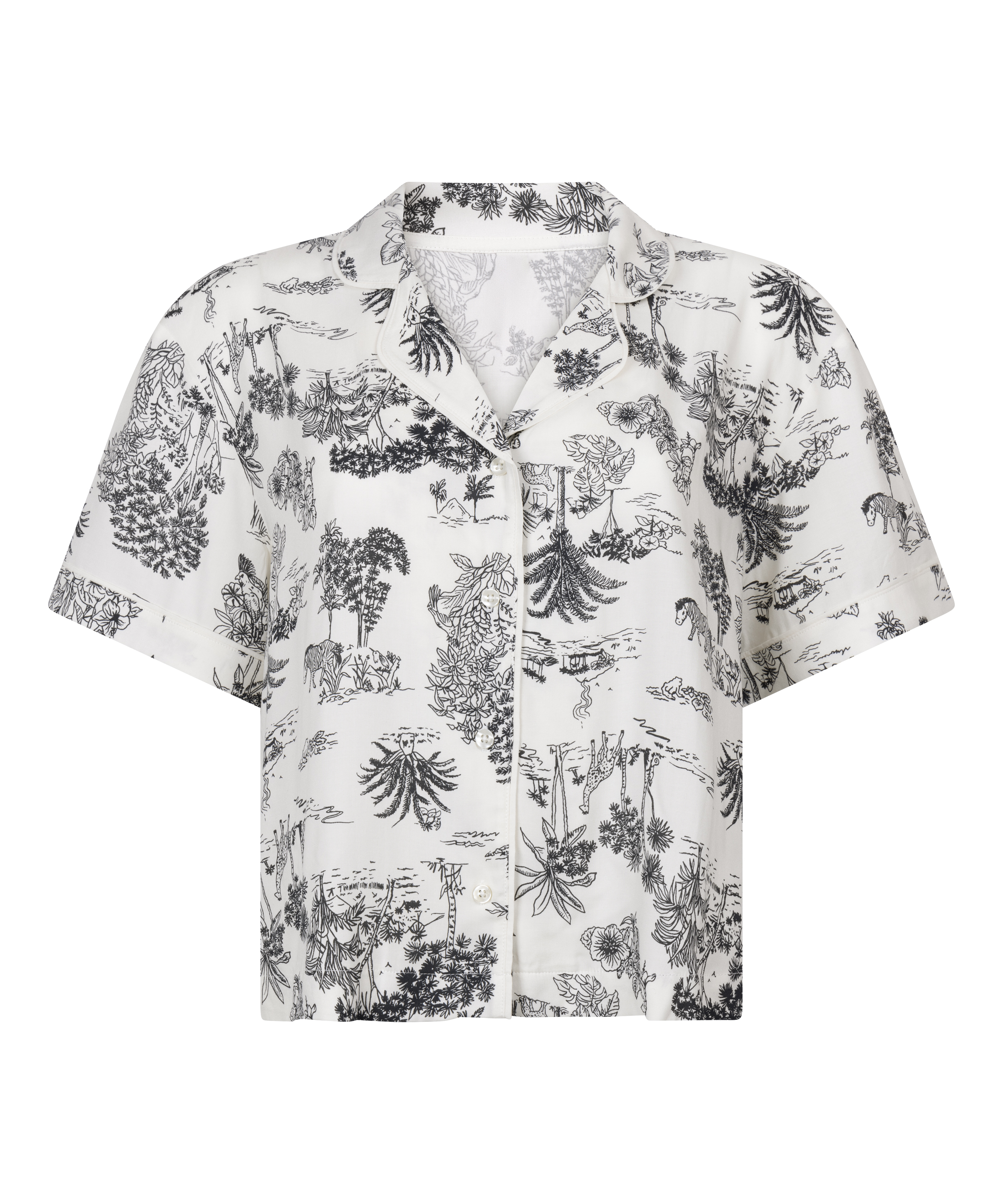 Tkana bluza z kr&oacute;tkim rękawem, Biały, main