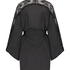 Satynowe kimono z koronką, Czarny