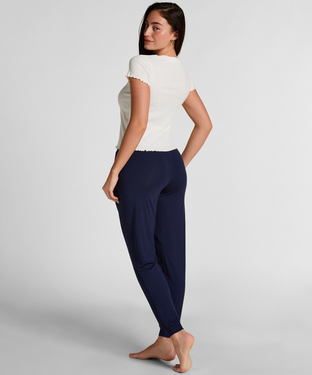 Spodnie piżamowe z dżerseju, Niebieski