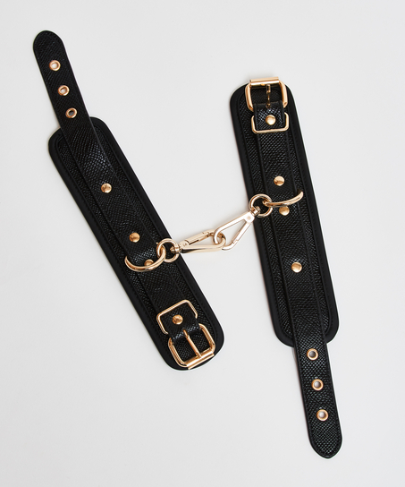 Kajdanki ze wzorem sk&oacute;ry węża, Czarny