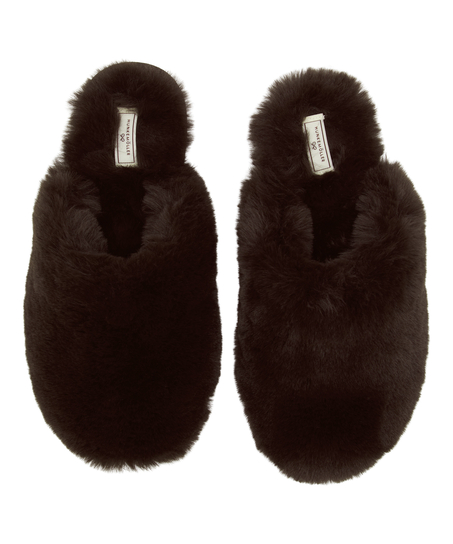 Kapcie Faux Fur, Brązowy