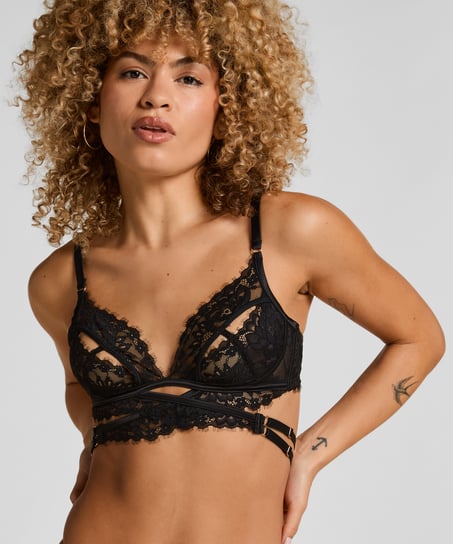 Otwarty biustonosz bralette Anna, Czarny