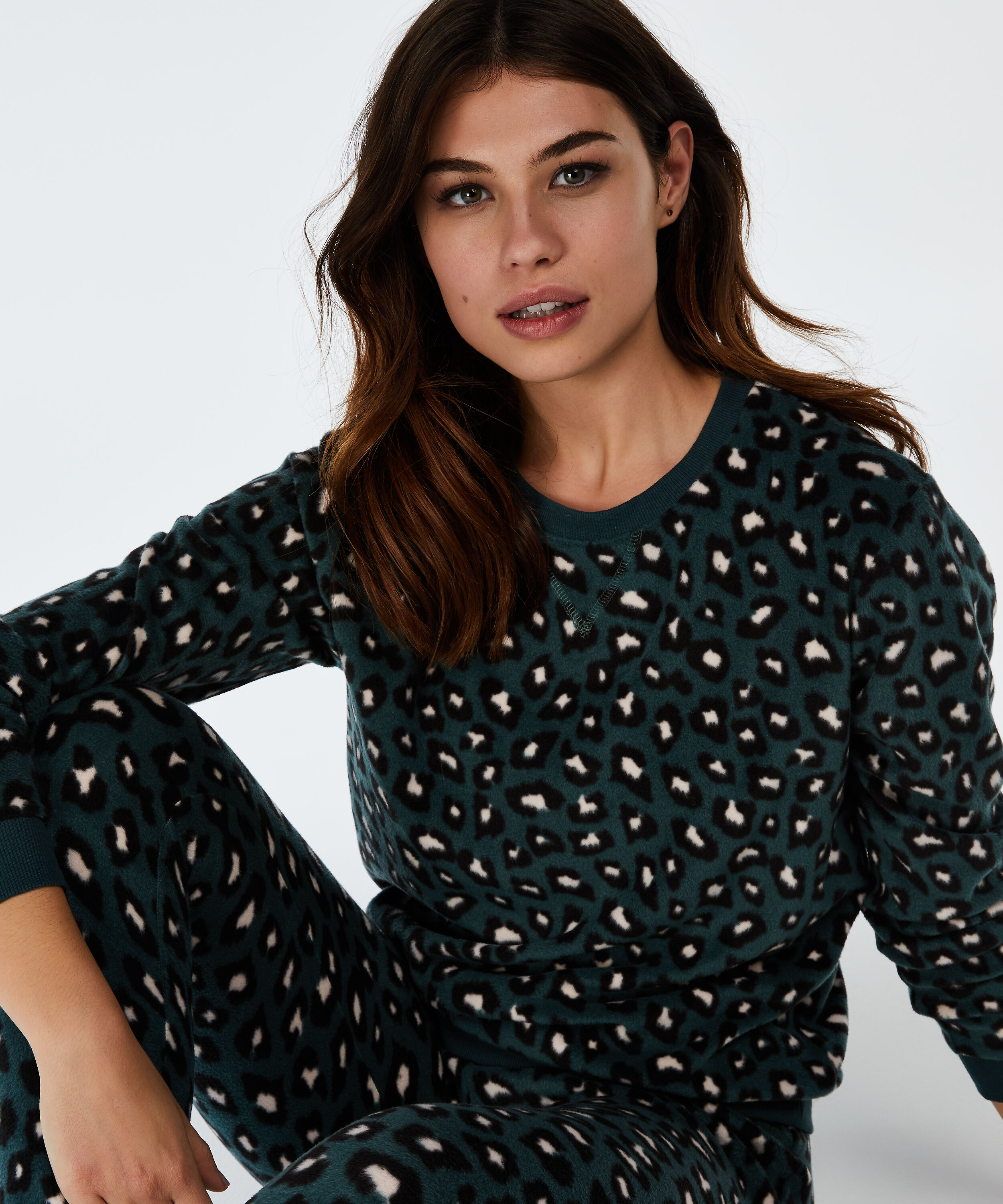 Long-Sleeved Fleece Top, Zielony