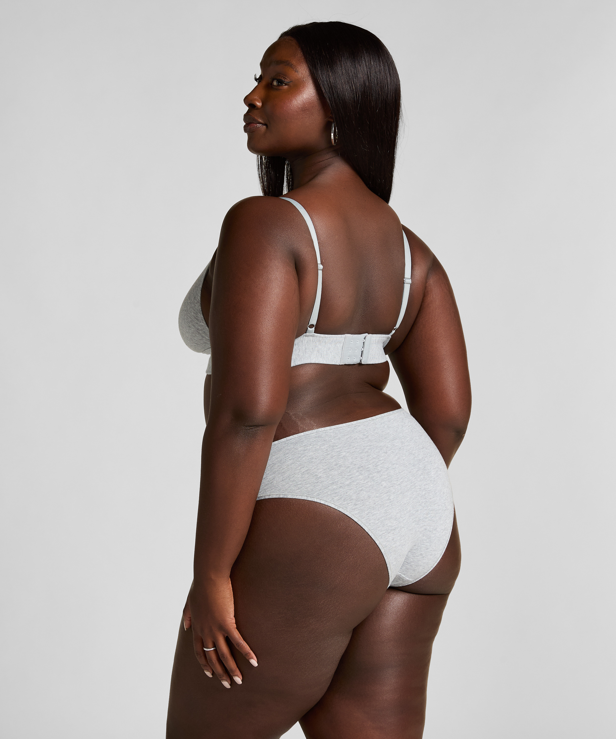 Bawełniane brazyliany z wysokim wycięciem, Szary, main